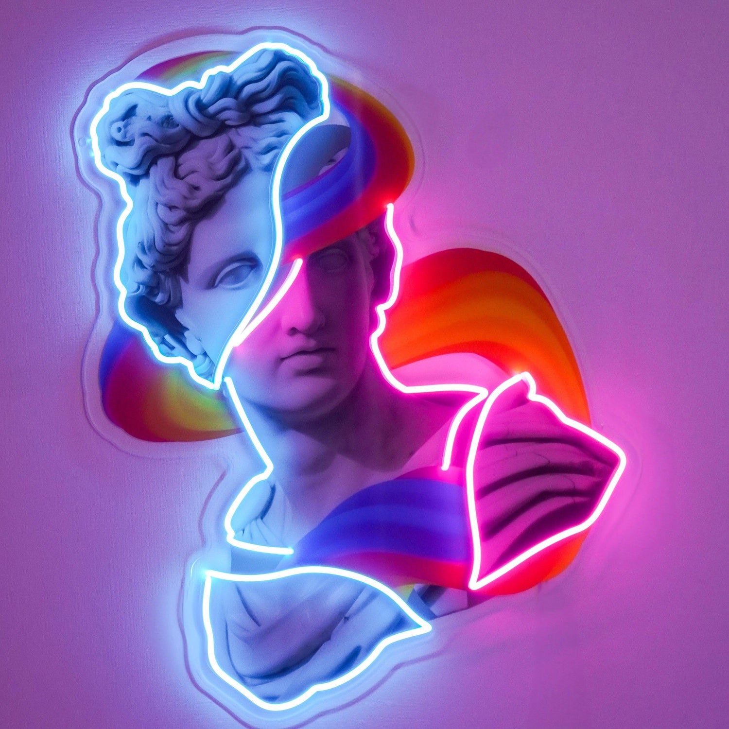 Jazzy Apollo Statue Rainbow Uv Printed Led Neon Sign For Art Studio Decor | Shineneon