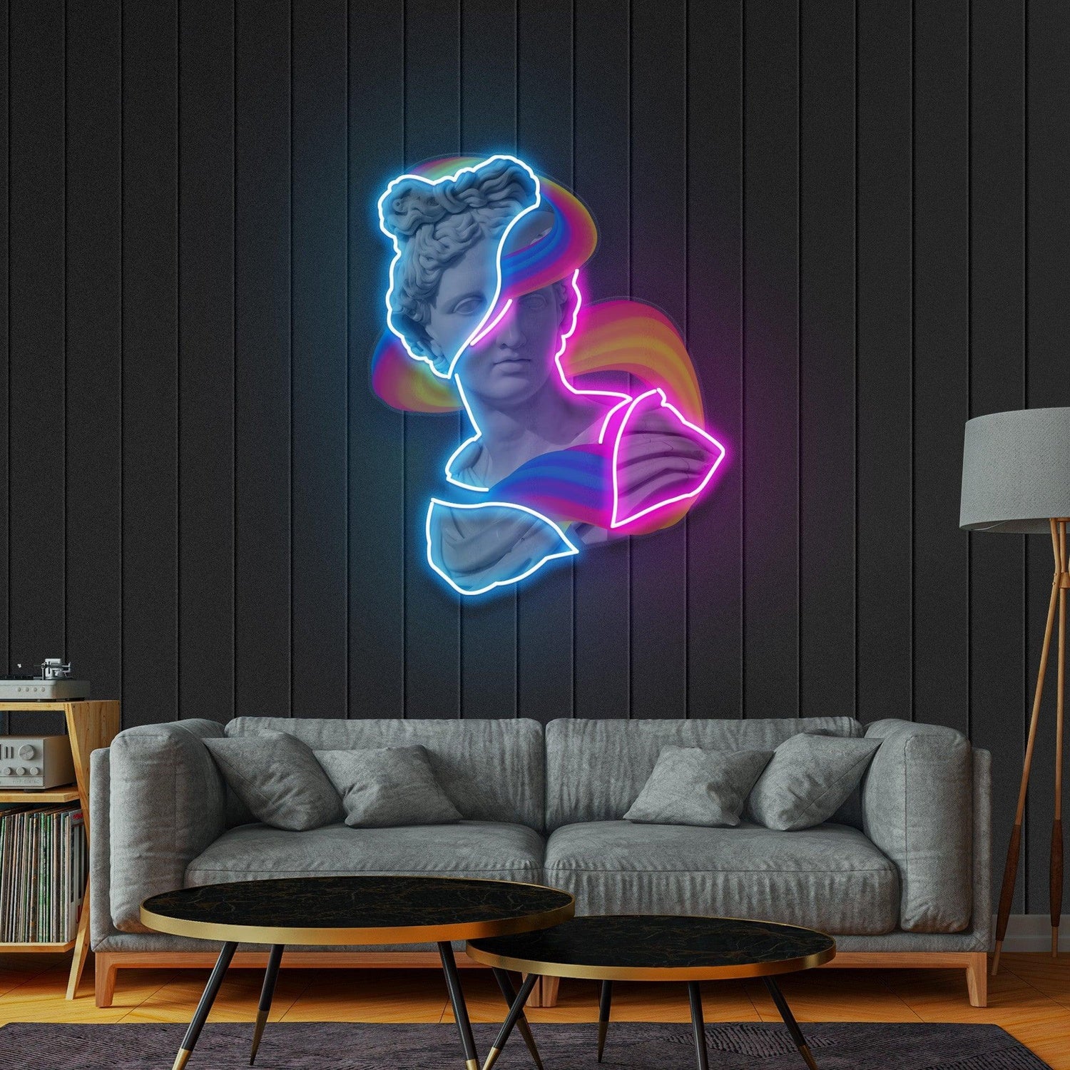 Jazzy Apollo Statue Rainbow Uv Printed Led Neon Sign For Art Studio Decor | Shineneon