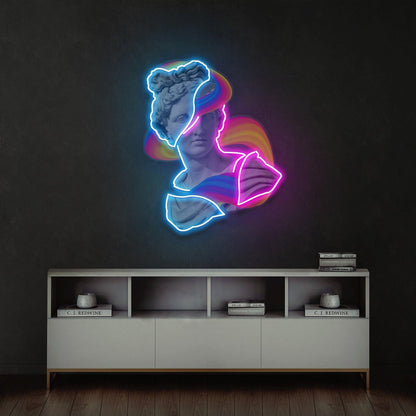 Jazzy Apollo Statue Rainbow Uv Printed Led Neon Sign For Art Studio Decor | Shineneon