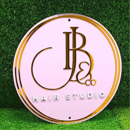 Jb Hair Studio Acrylic Business Logo Sign - Shineneon