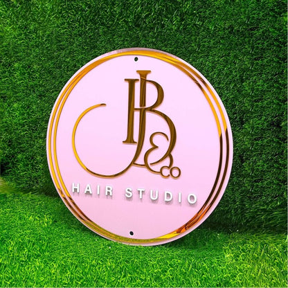 Jb Hair Studio Acrylic Business Logo Sign - Shineneon