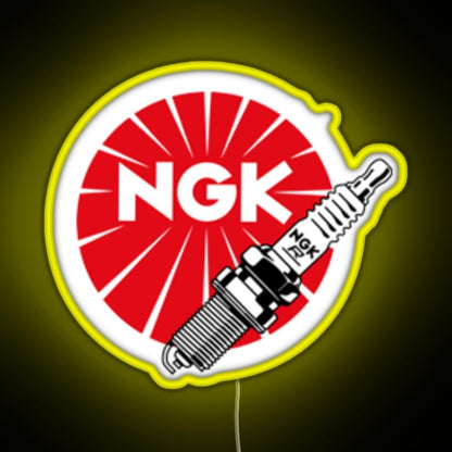 Jdm Spark Plugs Ngk Racing Rgb Neon Sign - Neon sign mounted on wall in room