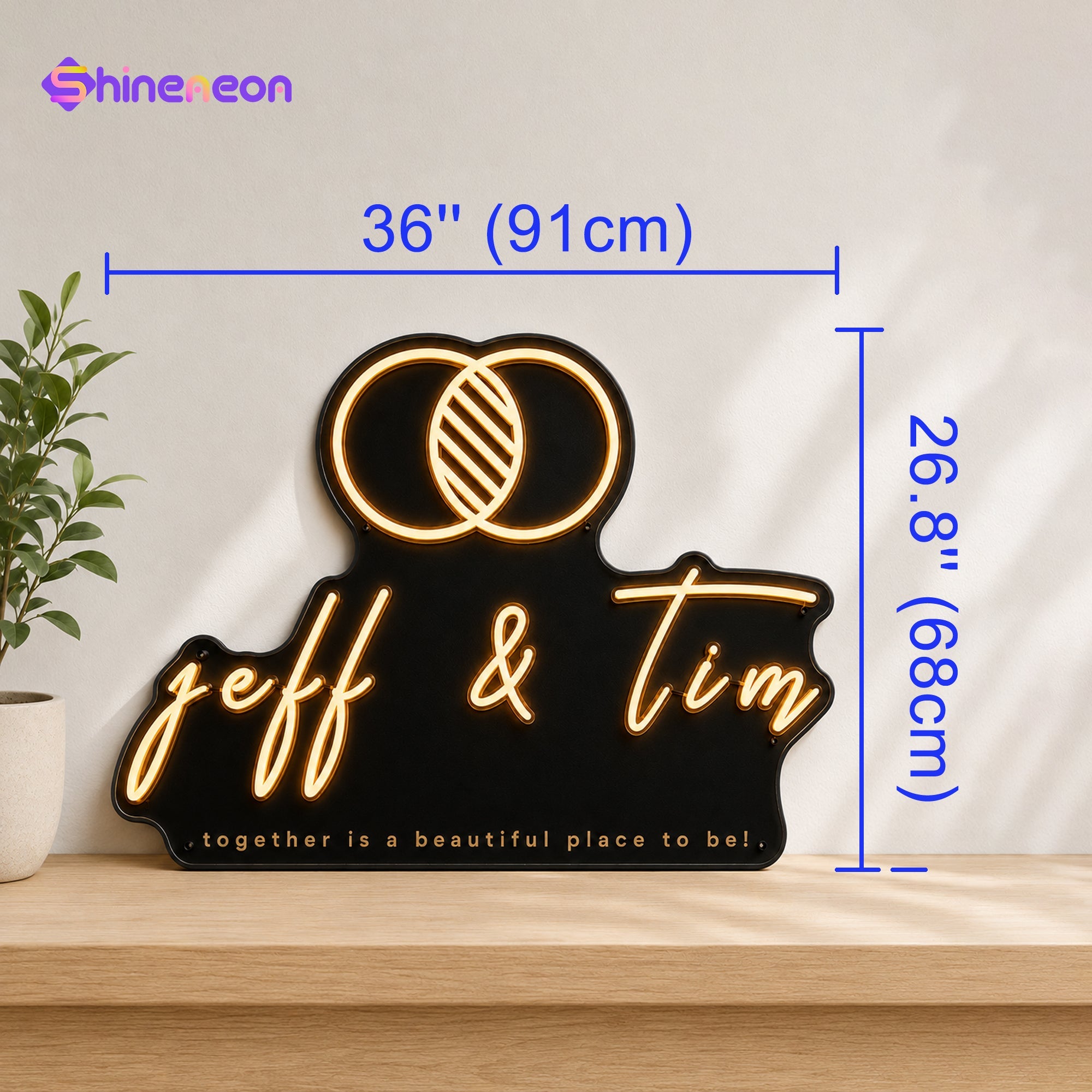 Jeff & Tim Wedding Custom Led Neon Sign Golden Yellow - Shineneon