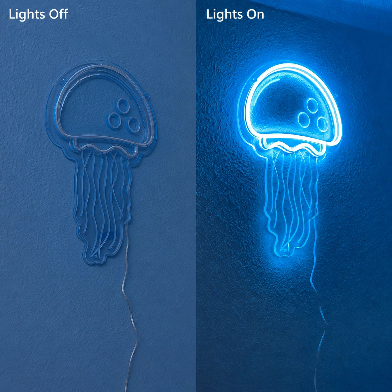 Jellyfish Line Neon Sign LED Neon Sign day and night comparison