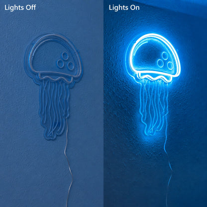 Jellyfish Line Neon Sign LED Neon Sign day and night comparison