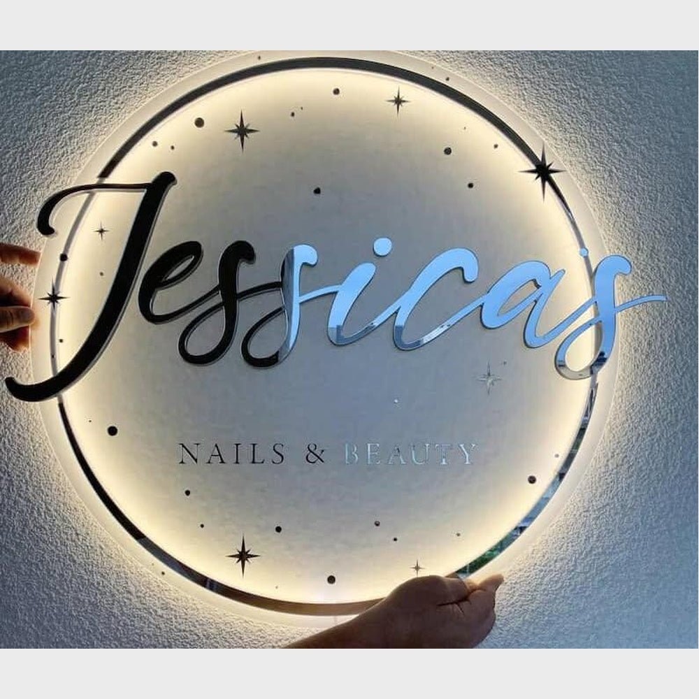 Jessica'S Nails & Beauty Acrylic Business Logo Sign - Shineneon
