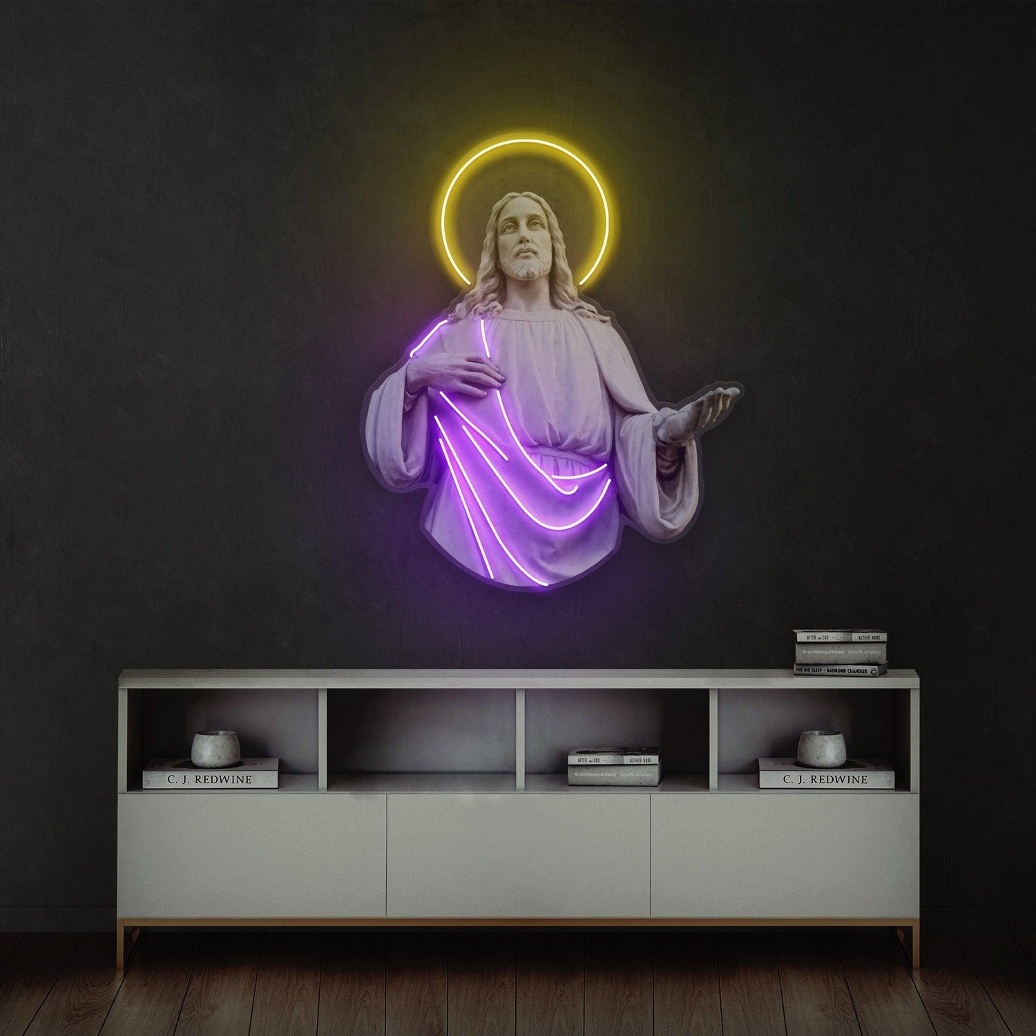 Jesus Christ Yellow Purple Uv Printed Led Neon Sign For Religious Home Art | Shineneon
