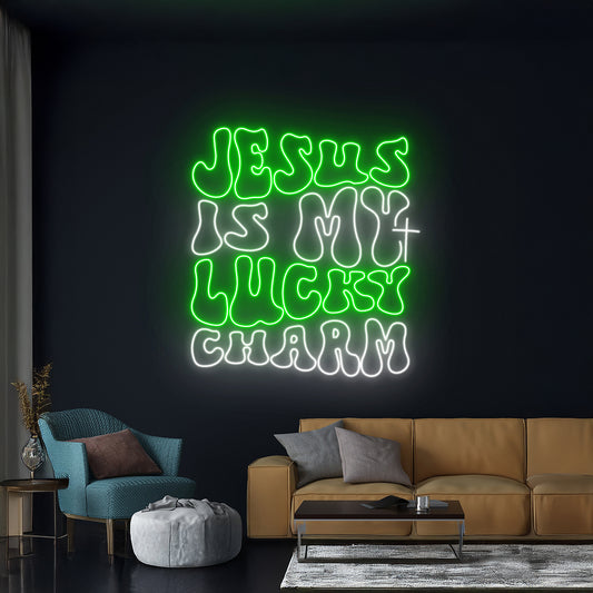 Jesus Is My Lucky Charm Neon Sign