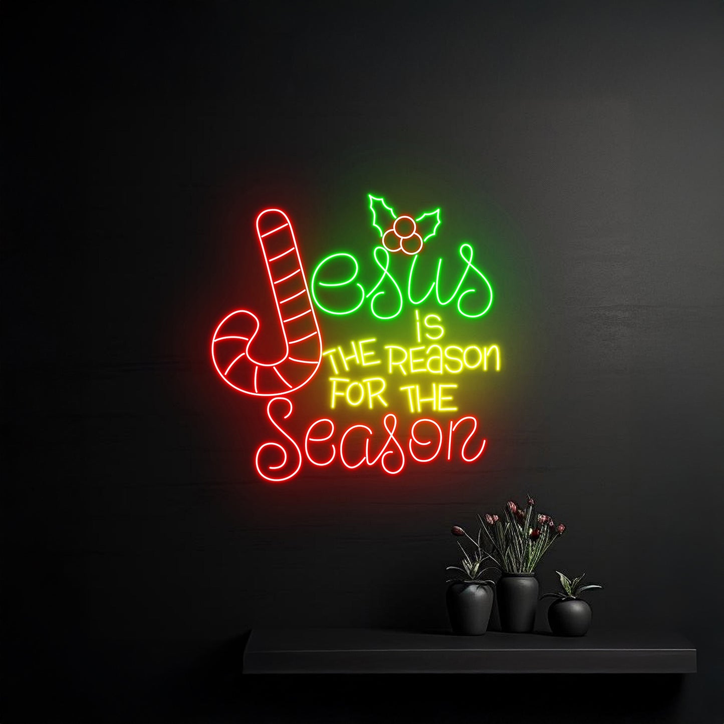 Jesus Is The Reason For The Season Cross Led Neon Signs