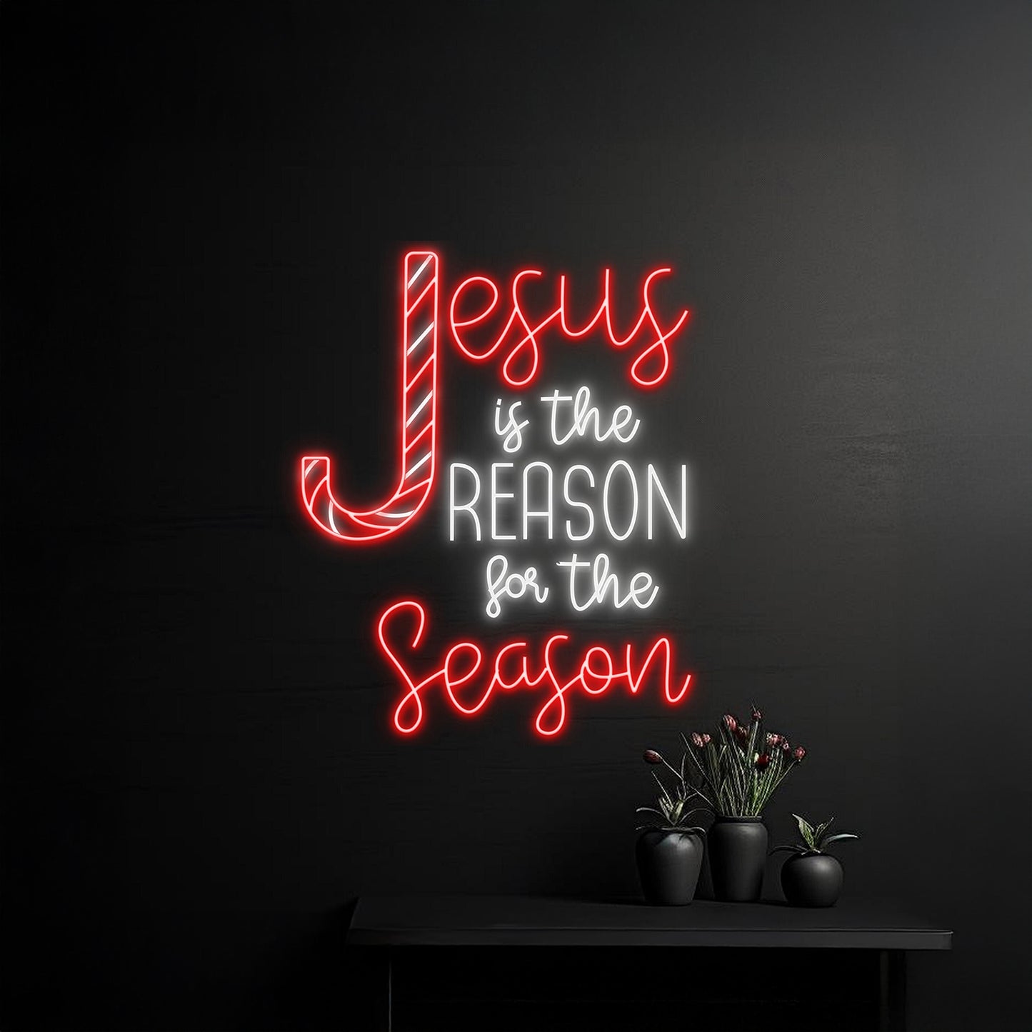 Jesus Is The Reason For The Season Cross Neon Sign