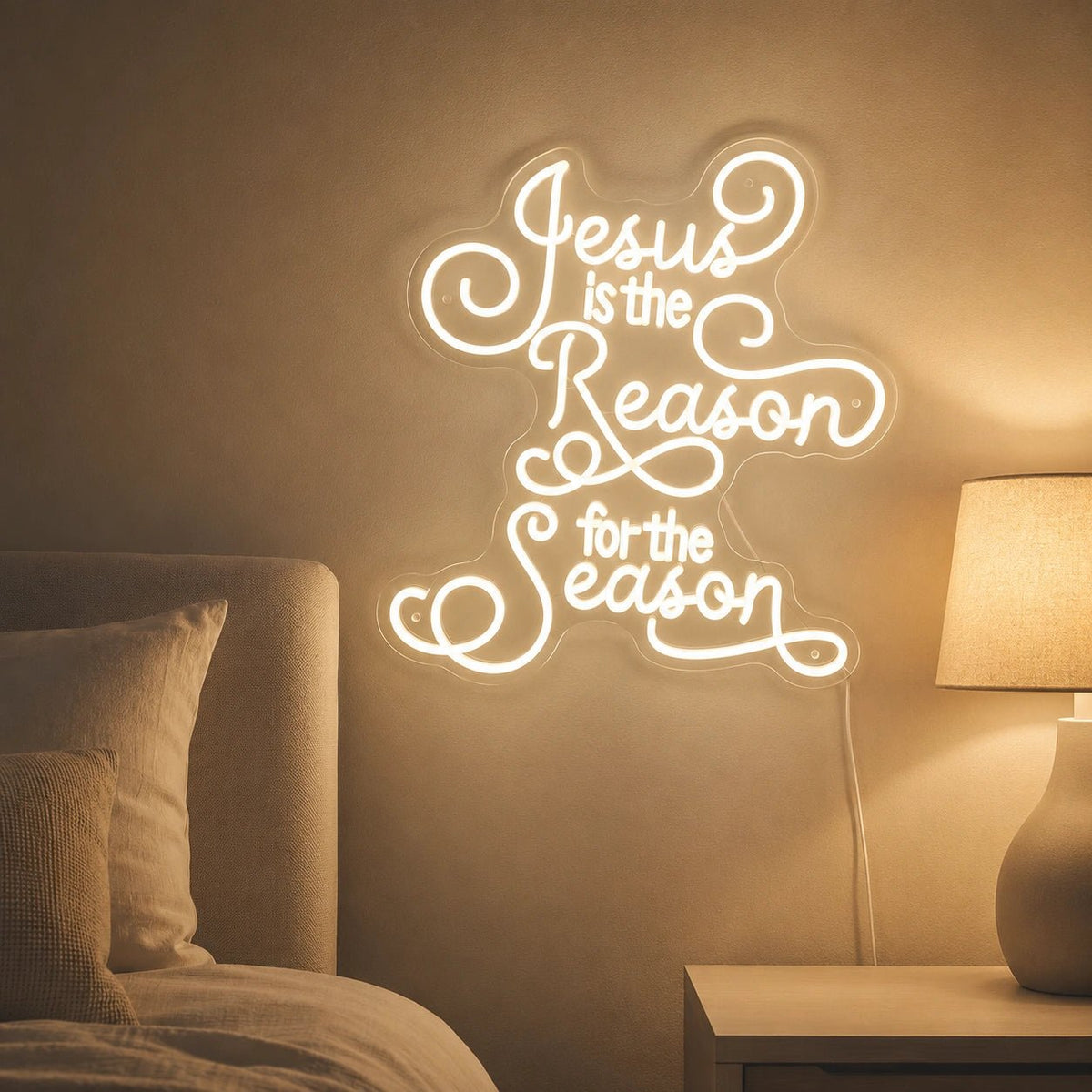 Jesus Is The Reason For The Season LED Neon Sign Man Cave Neon Sign - Shineneon