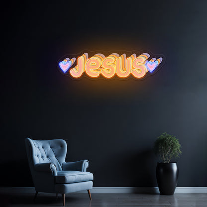 Jesus Multicolor Artwork Funny Neon Signs