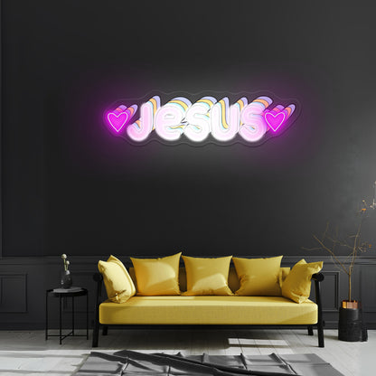 Jesus Multicolor Artwork Funny Neon Signs