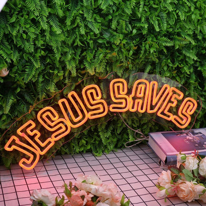 Jesus Saves Orange Led Neon Sign For Religious And Spiritual Spaces - Shineneon