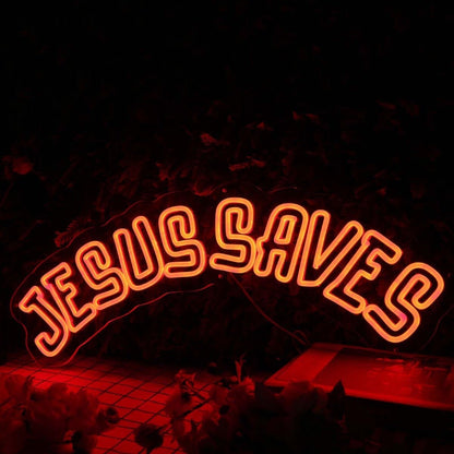 Jesus Saves Orange Led Neon Sign For Religious And Spiritual Spaces - Shineneon