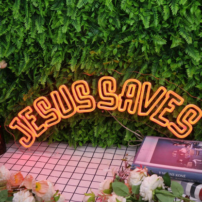 Jesus Saves Orange Led Neon Sign For Religious And Spiritual Spaces - Shineneon