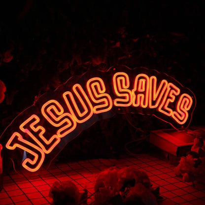 Jesus Saves Orange Led Neon Sign For Religious And Spiritual Spaces - Shineneon