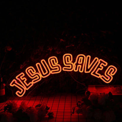 Jesus Saves Orange Led Neon Sign For Religious And Spiritual Spaces - Shineneon