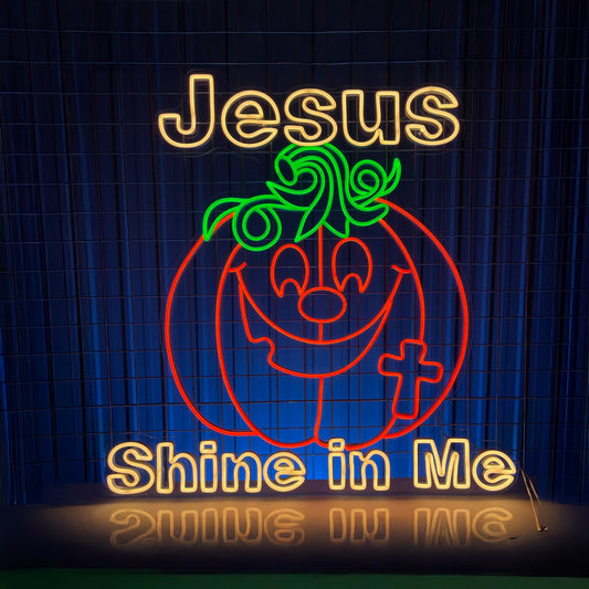 Jesus Shine In Me Pumpkin Led Neon Sign