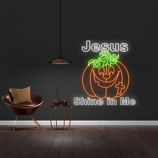 Jesus Shine In Me Pumpkin Led Neon Signs