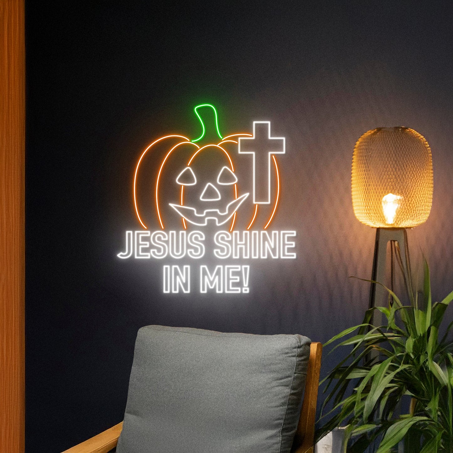 Jesus Shine In Me Pumpkin Neon Sign