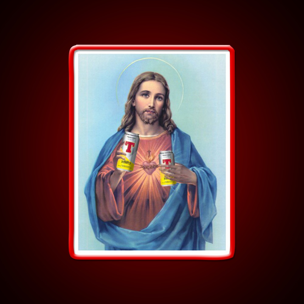 Jesus With Cans Of Tennants Beer Bar Decor Led Neon Sign Rgb Color - LED neon sign view 10