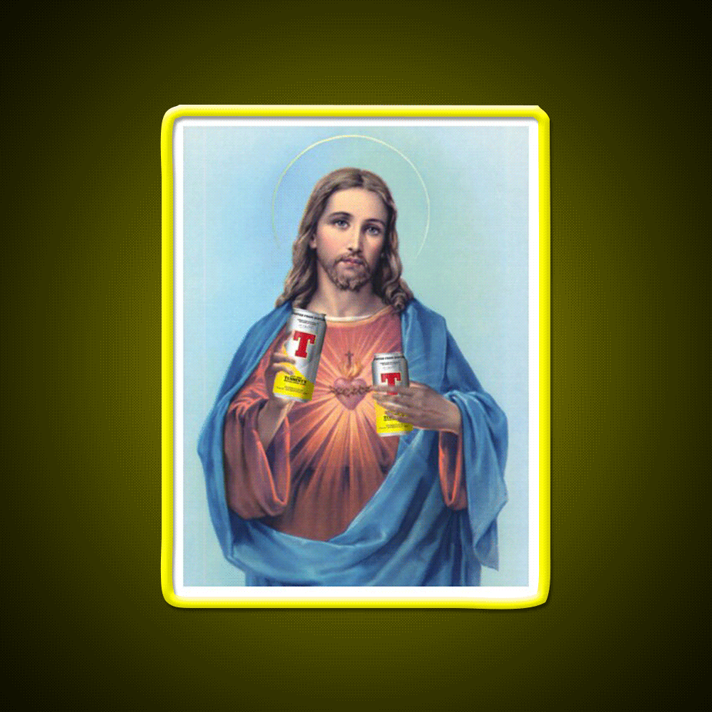 Jesus With Cans Of Tennants Beer Bar Decor Led Neon Sign Rgb Color