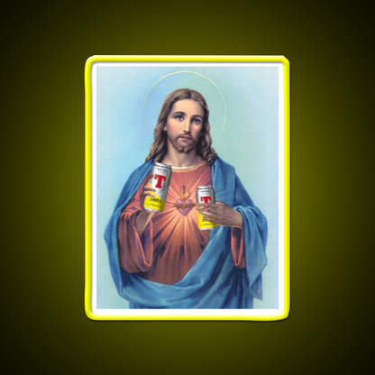 Jesus With Cans Of Tennants Beer Bar Decor Led Neon Sign Rgb Color - LED neon sign view 7