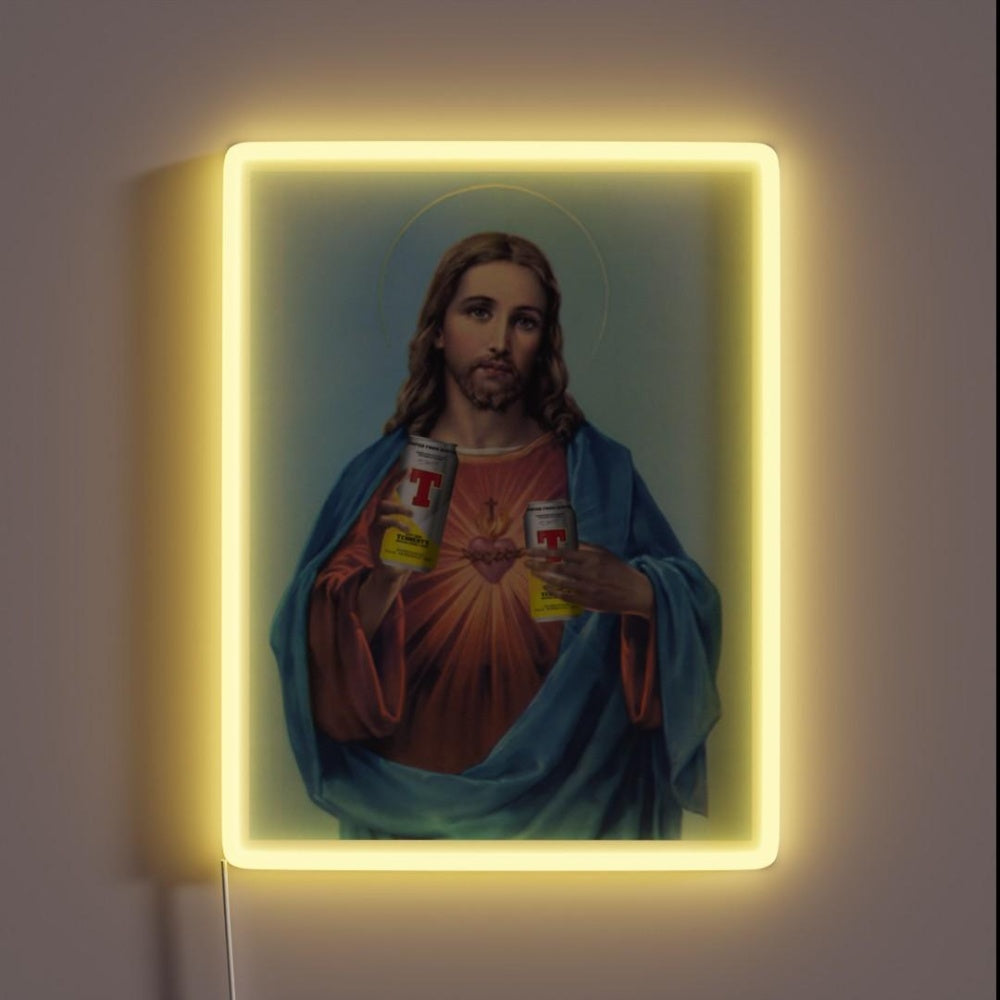 Jesus With Cans Of Tennants Rgb Led Neon Sign
