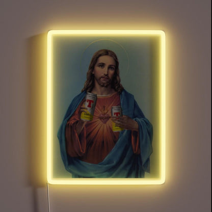Jesus With Cans Of Tennants Rgb Led Neon Sign