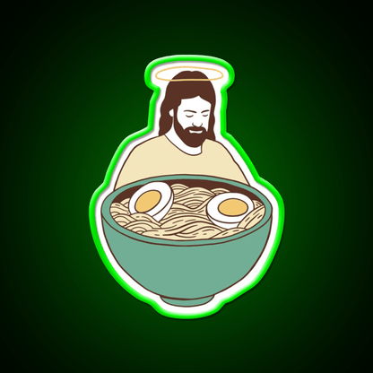 Jesus With Ramen Bowl Ii Led Neon Sign Chinese Food Rgb Color - Shineneon