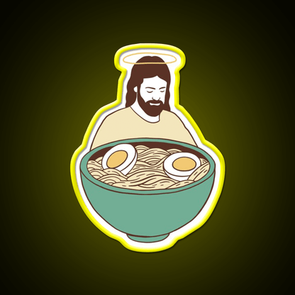 Jesus With Ramen Bowl Ii Led Neon Sign Chinese Food Rgb Color - Shineneon