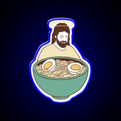Jesus With Ramen Bowl Ii Led Neon Sign Chinese Food Rgb Color - Shineneon