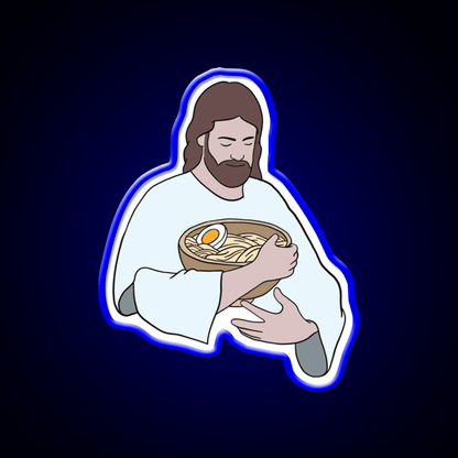 Jesus With Ramen Bowl Led Neon Sign Chinese Food Rgb Color - Shineneon