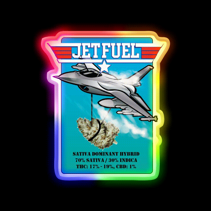 Jet Fuelstrain Art Hemp Inspired Green Leaf Led Neon Sign Rgb Color - LED neon sign close-up detail