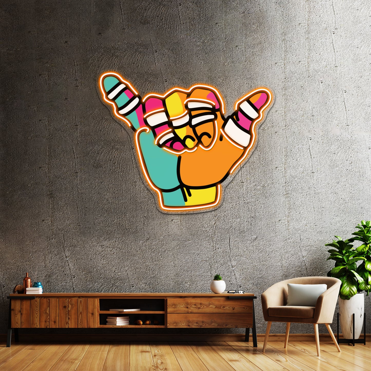 Jiu Jitsu Shaka Hand Pop Artwork Neon Signs For Sale