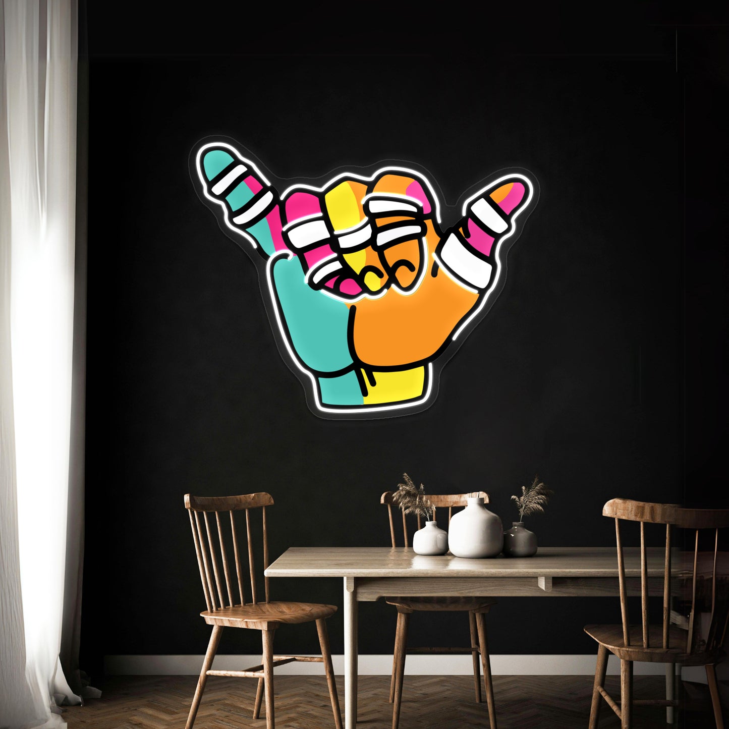 Jiu Jitsu Shaka Hand Pop Artwork Neon Signs For Sale