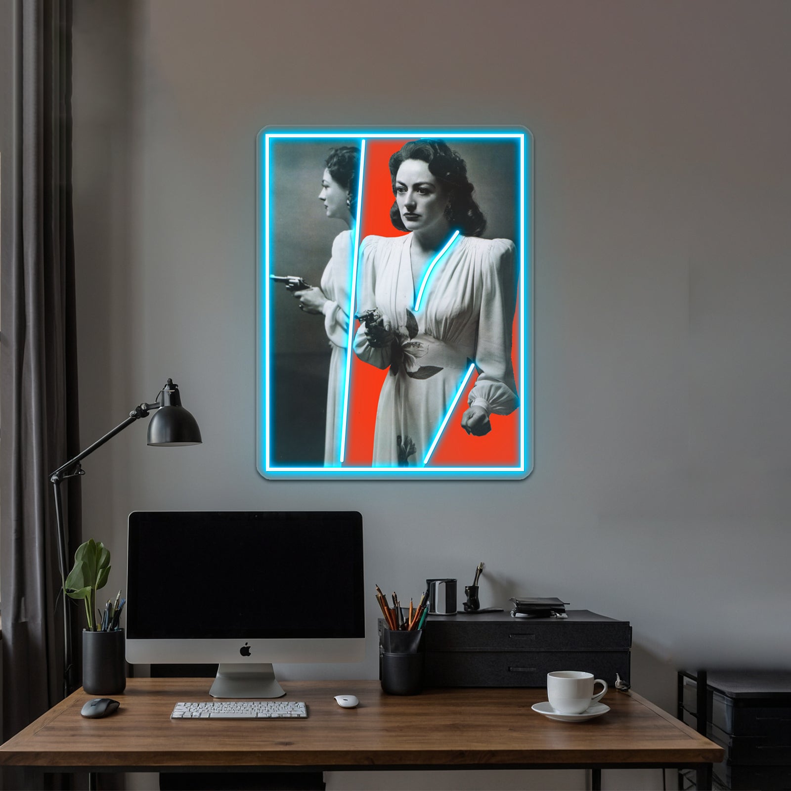 Joan Crawford Mildred Pierce Red Collage Art Wall Artwork Neon Signs | Shineneon