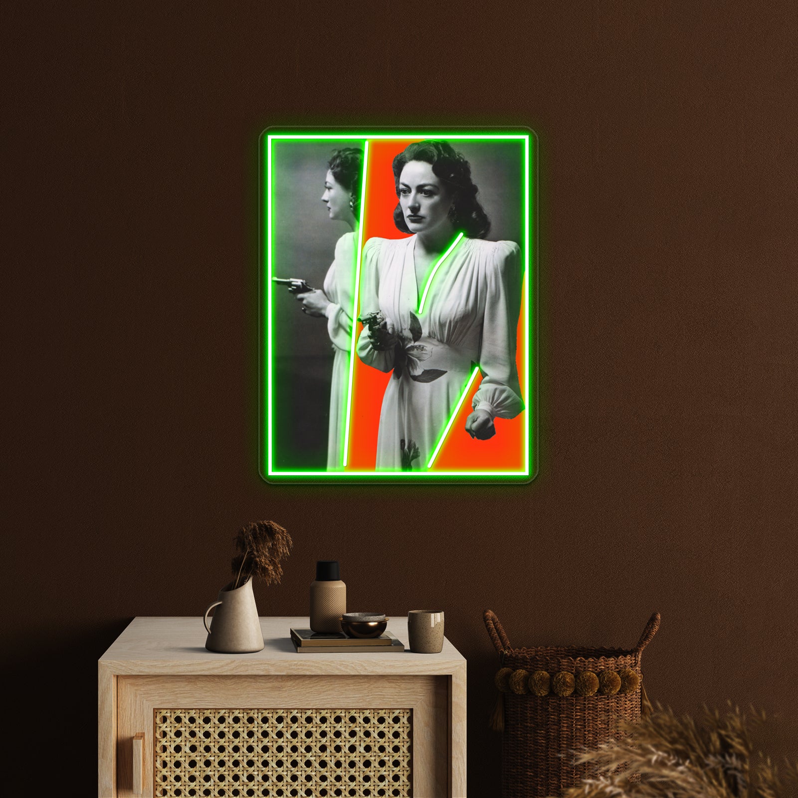 Joan Crawford Mildred Pierce Red Collage Art Wall Artwork Neon Signs | Shineneon