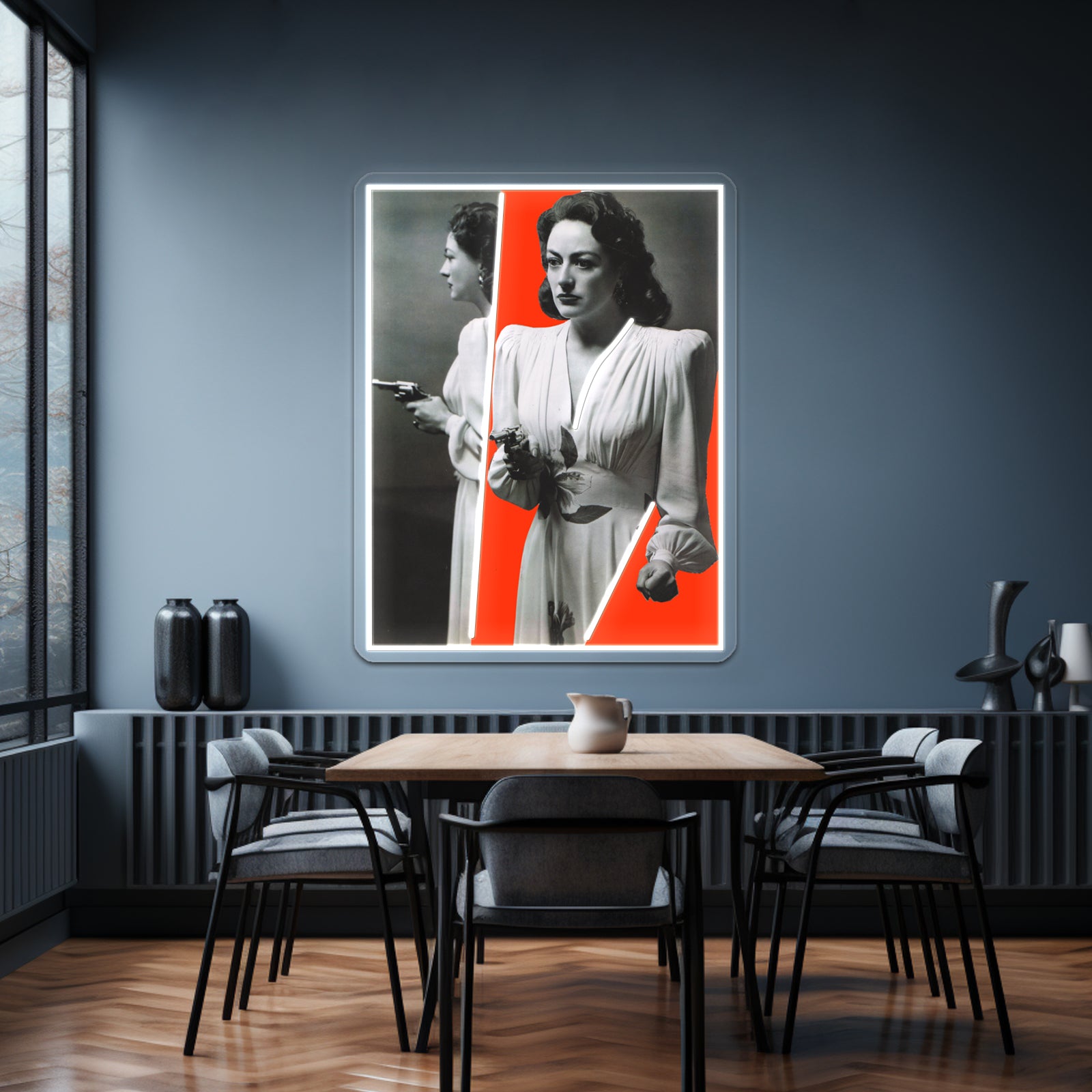 Joan Crawford Mildred Pierce Red Collage Art Wall Artwork Neon Signs | Shineneon