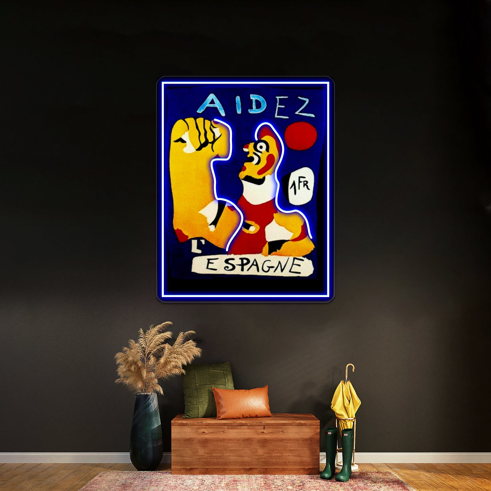 Joan Mir Aidez Espagne Ayuda A Espaa Poster Wall Artwork Neon Signs | Shineneon