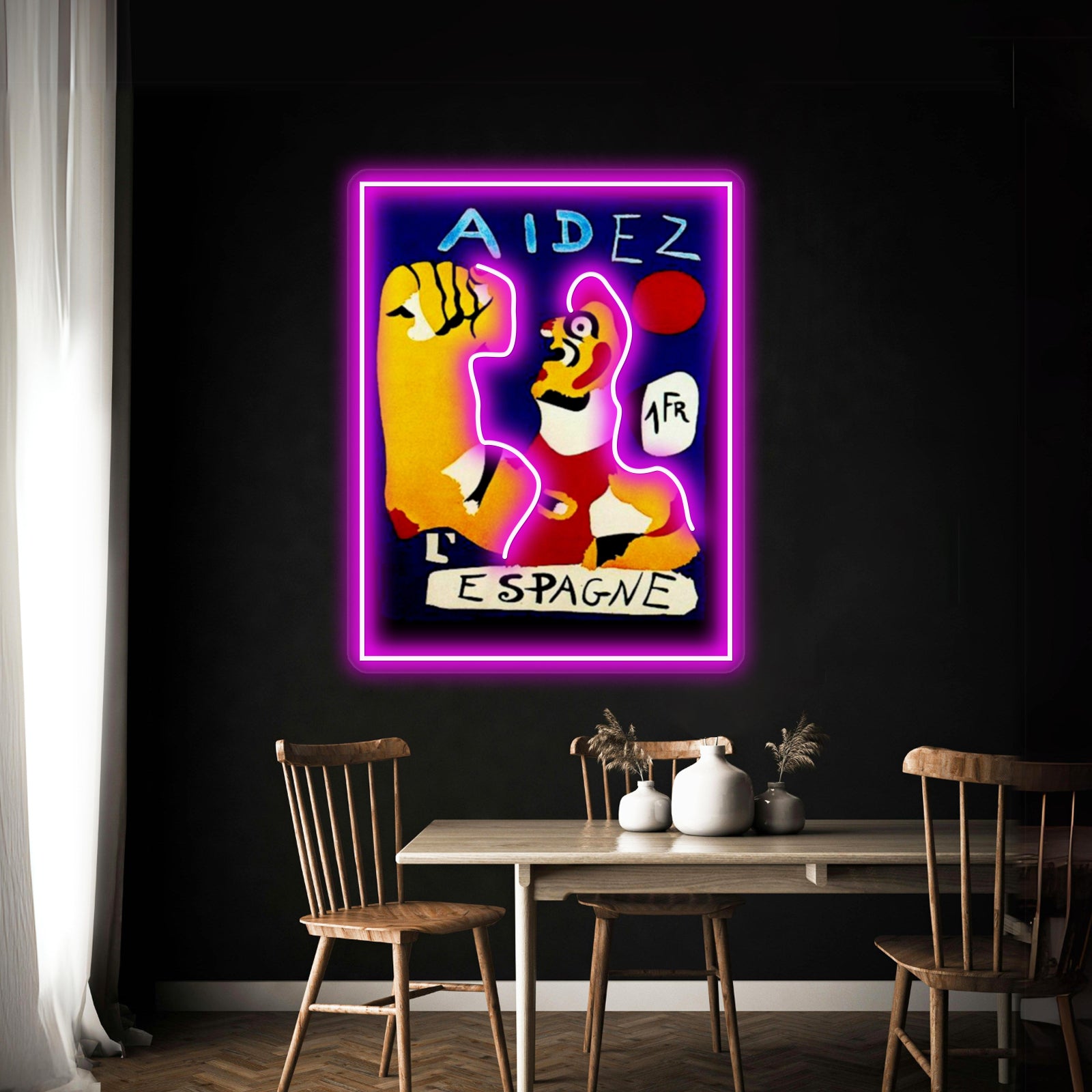 Joan Mir Aidez Espagne Ayuda A Espaa Poster Wall Artwork Neon Signs | Shineneon