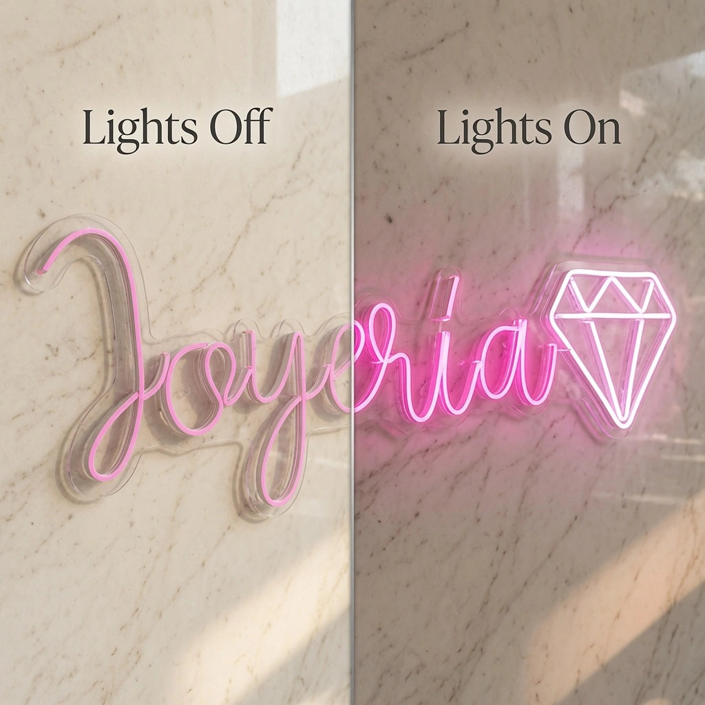 Joeyfia LED Neon Sign - 06 Day Night Comparison