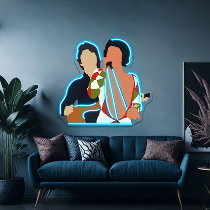 John Deacon And Freddie Mercury Artwork Neon Signs For Sale - Size and dimension reference