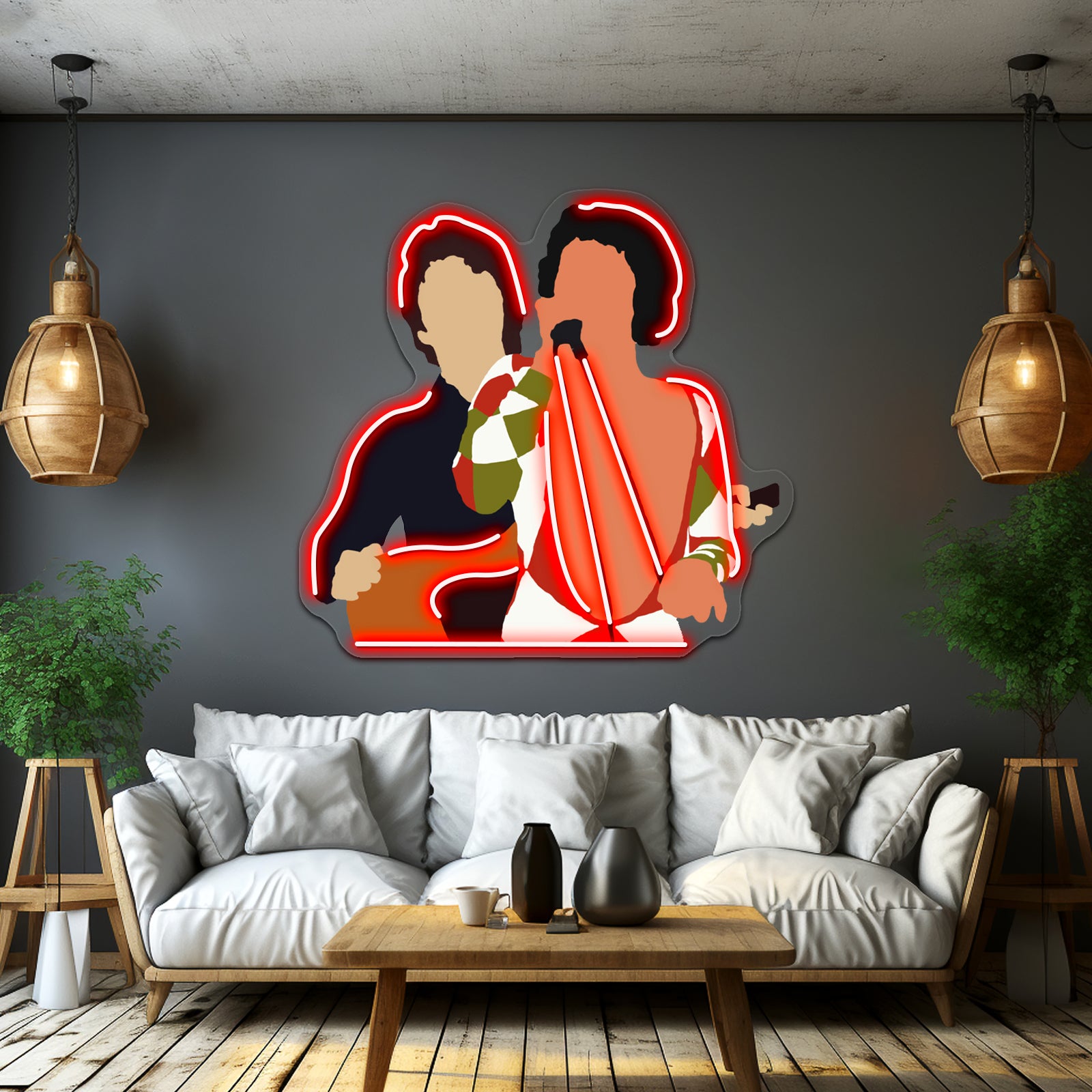 John Deacon And Freddie Mercury Artwork Neon Signs For Sale - Custom LED neon sign front view