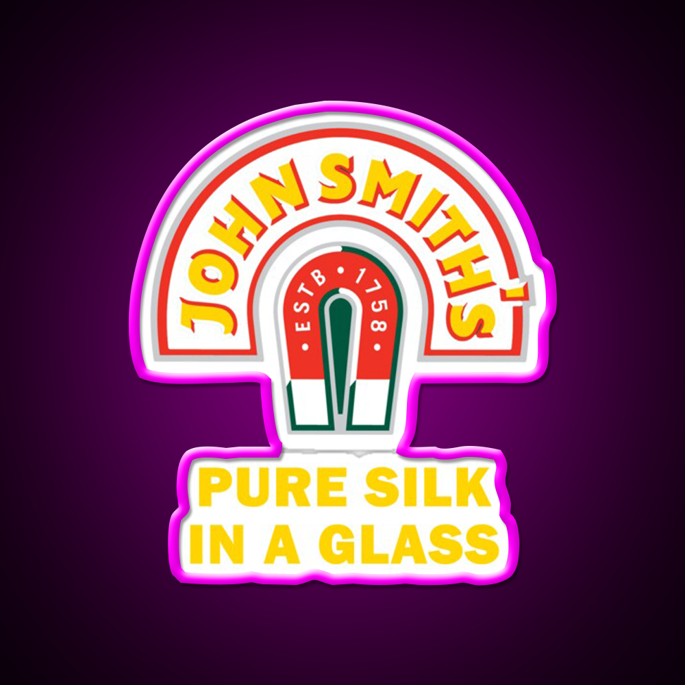 John Smith Pure Silk Glass Beer Bar Decor Led Neon Sign Rgb Color - Neon sign mounted on wall in room