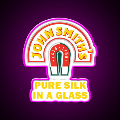 John Smith Pure Silk Glass Beer Bar Decor Led Neon Sign Rgb Color - Neon sign mounted on wall in room
