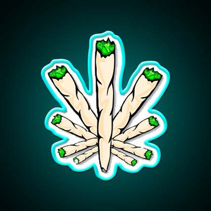 Joint Weed Leaf Hemp Inspired Green Leaf Led Neon Sign Rgb Color - Size and dimension reference
