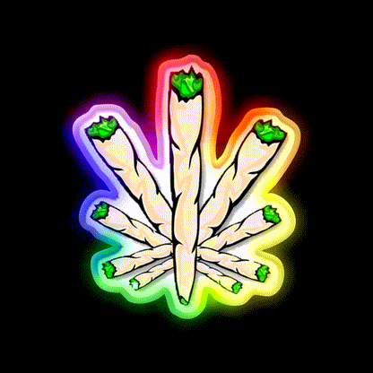 Joint Weed Leaf Hemp Inspired Green Leaf Led Neon Sign Rgb Color - LED neon sign close-up detail