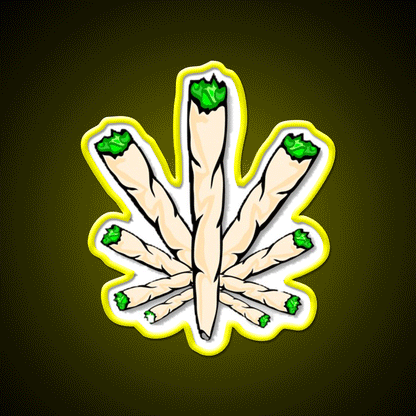 Joint Weed Leaf Hemp Inspired Green Leaf Led Neon Sign Rgb Color - Custom LED neon sign front view